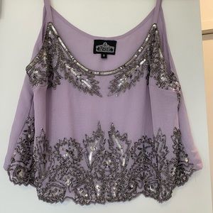 Purple beaded tank top Sz small Free People style